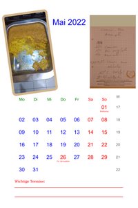 Kalender zum nachkochen Mai 2022
