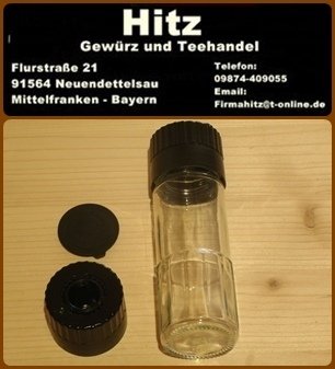 Gewürzstreuer 3* Euro Gewürz-Glas mit Kunstoffmahleinsatz